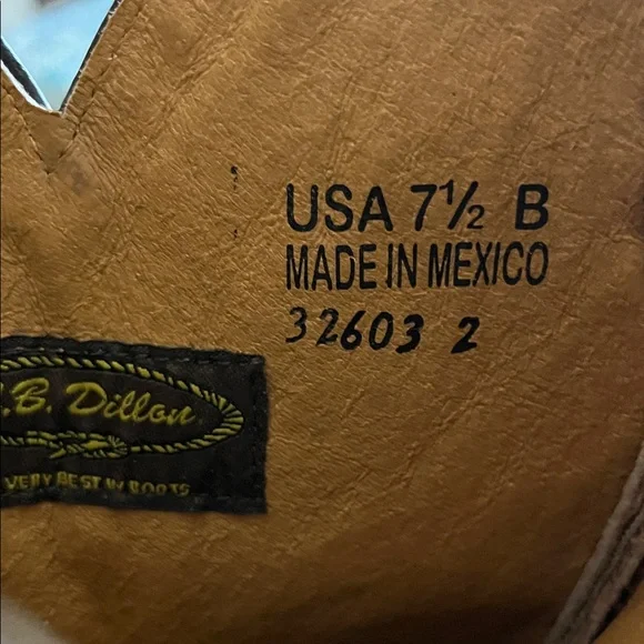 J.B. Dillon Brown Leather Heeled Cowboy Boots Size 7.5 Made in Mexico - Picture 8 of 8